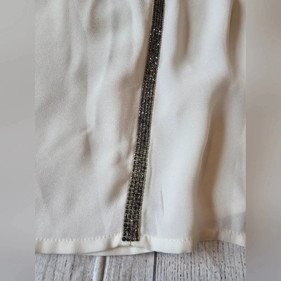 Liz Claiborne Career •Size Small• Semi Sheer White V-neck Blouse w/ Bling Accent - Picture 6 of 11